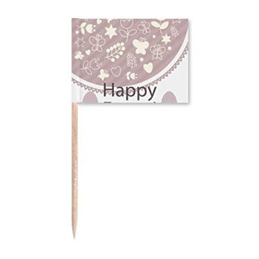 Imagem de Feliz Páscoa Festival Roxo Ovo Estrela Palito Bandeira Marcador Topper Decoração de Festa