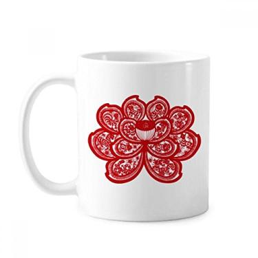 Imagem de Lótus chinês zodíaco flor corte de papel caneca animal cerâmica café porcelana xícara louça