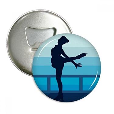 Imagem de Ilustração feminina de patinação de inverno com ímã de geladeira, emblema multifuncional