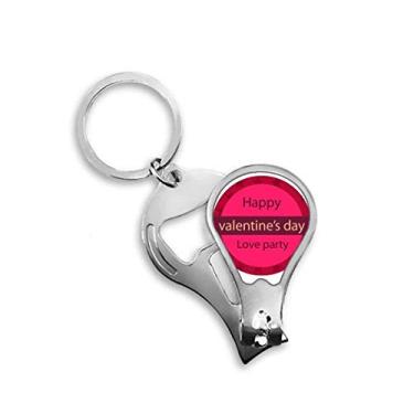 Imagem de Cortador de unhas rosa redondo feliz dia dos namorados amor cortador abridor chaveiro tesoura