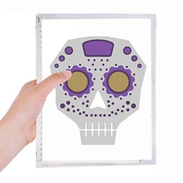 Imagem de Caderno de ilustração de cultura de crânio de olhos roxos em forma de flor diário de folha solta recarregável papelaria