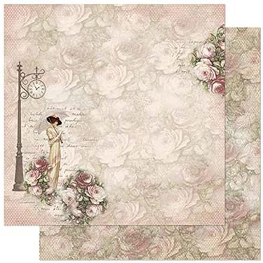 Imagem de Página para Scrapbook Dupla Face Litoarte 30,5 x 30,5 cm - Modelo SD-872 Dama de Sombrinha e Rosas