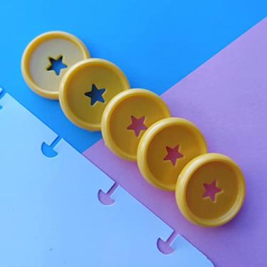 Imagem de Kit 12 Discos M 24mm de Caderno Infinito Sistema Inteligente Amor Infinito Cadernos - Estrela (Amarelo Metalizado)