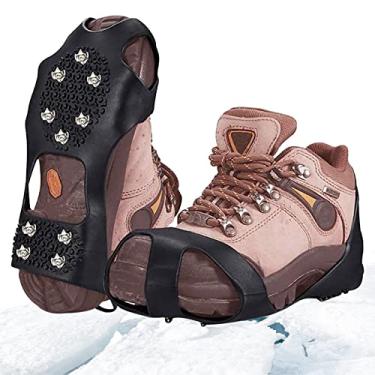 Imagem de Grampos para Caminhada | Picos neve antiderrapantes duráveis para sapatos com 10 chuteiras neve inoxidáveis - Chuteiras gelo para homens, mulheres, sapatos e Shrigm