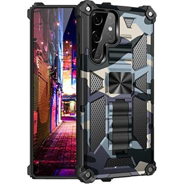 Imagem de Capa de armadura de camuflagem para Samsung Galaxy S22 S21 S20 A51 A71 A52 A72 Note 20 Ultra S20FE S21FE Invisible Bracket Full Cover Case, azul marinho, para Galaxy A51 5G