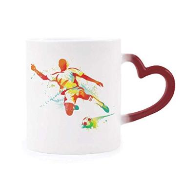 Imagem de Caneca sensível ao calor dos jogadores de futebol americano Kick Football que muda de cor vermelha