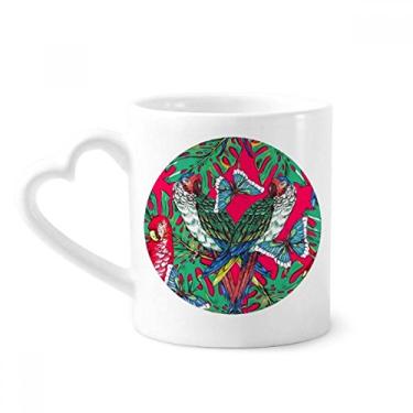 Imagem de Caneca de flor de pássaro rosa céu feliz café cerâmica copo de coração copo de vidro