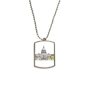 Imagem de DIYthinker Colar de aço inoxidável com pingente de identificação para cães do Capitólio dos Estados Unidos