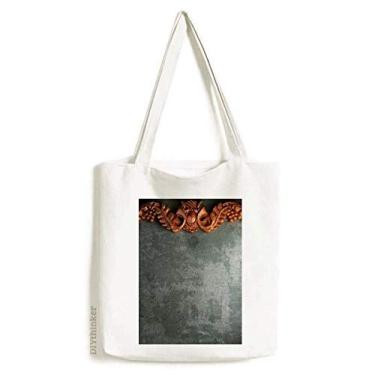 Imagem de Cimento cinza mogno padrão de ornamento sacola de lona bolsa de compras casual bolsa de mão