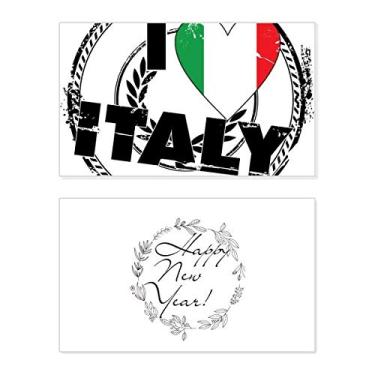 Imagem de I Love Italy Palavra Bandeira Love Heart Pattern Festival Ano Novo Cartão Bless Mensagem Presente