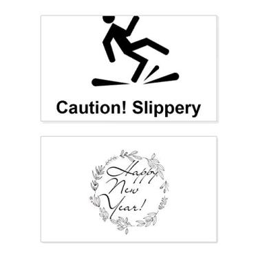 Imagem de Caution Slippery Black Symbol New Year Festival Greeting Card Bless Message Gift
