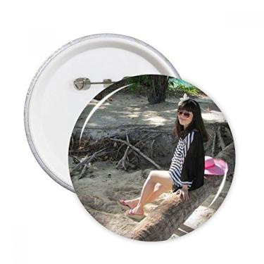 Imagem de Coco de praia Ellie Yao Sea Pink Hat Broches redondos Decoração de roupas 5 peças Presente