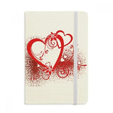 Imagem de Caderno branco vermelho corações flores dia dos namorados capa dura em tecido oficial diário clássico
