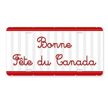 Imagem de DIYthinker Placa de carro com slogan vermelho Maple Leaf Happy Canada Day Acessório de aço inoxidável