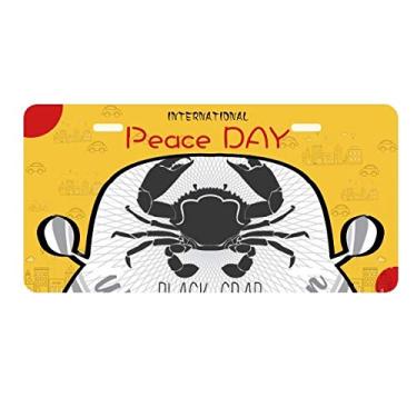 Imagem de DIYthinker Placa de licença com desenho de caranguejo com estampa de organismo marinho etiqueta decoração de carro dia da paz