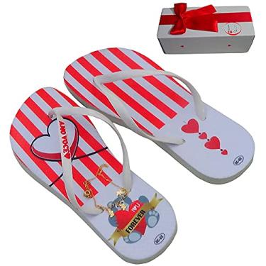 Imagem de Dia dos Namorados! Chinelo Feminino"COMAMOR" Novidade! Únicos com etiqueta com dedicatoria AMO VOCÊ para presentear ! 100% borracha + tornozeleira + Embalagem de presente