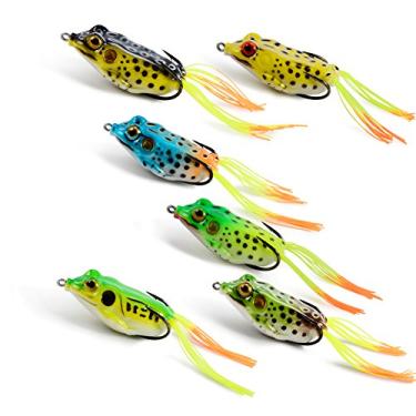 Imagem de Melhor Kit 6 Isca Artificial Frog 5,5cm 12g Sapinho Rã Jia Girino Superfície Pesca Esportiva Tucunaré Robalo Cioba Traíra Pescada Black Bass todo Brasil Menor Top