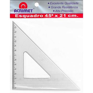 Imagem de Esquadro Escolar Isósceles 45°, Acrimet, 532.0, 21 cm, 6 Unidades, Transparente/Cristal