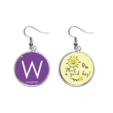 Imagem de Chestry Elementos Tabela de Período Metais de Transição de Tungstênio Brincos de Flor de Sol Joias Moda