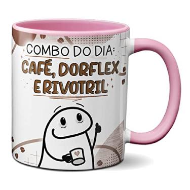 Imagem de Caneca Flork Combo Do Dia: Café Dor (flex) E Rir (votril) (Rosa)