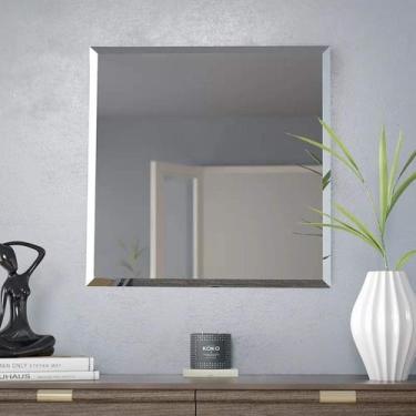 Imagem de Espelho Banheiro Lapidado Bisotê 40X40cm Com Pendurador - Woodglass