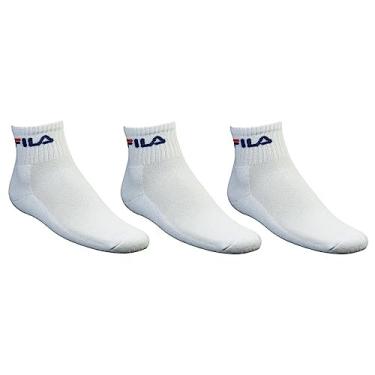 Imagem de Kit com 3 Meias Cano Médio, FILA, Unissex, Branco, 39-43