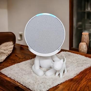 Imagem de Suporte Alexa Echo POP. Tema Robert Plant Violão, Gato, cachorro, família entre outros - Presente, decoração criativa, música, som, stand de mesa Amazon