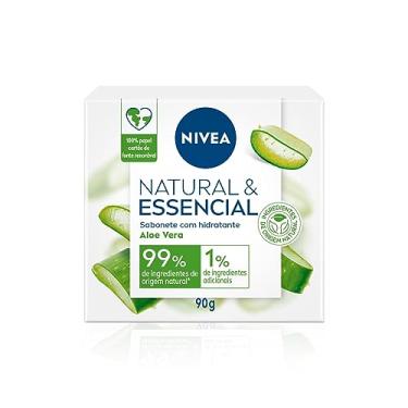 Imagem de NIVEA Sabonete em Barra Natural & Essencial Aloe e Vera 90g - Limpa e cuida da sua pele, fórmula vegana, 99% de ingredientes naturais, hidratante, fragrância de aloe vera, embalagem de fonte renovável