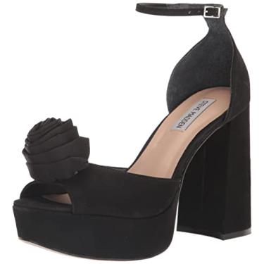 Imagem de Steve Madden Sandália feminina de salto Luminesce, Nobuck preto, 7.5