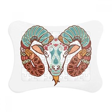 Imagem de Moldura de quebra-cabeça com símbolo do zodíaco da Constelação de Áries Enfeite de jogo de quebra-cabeça