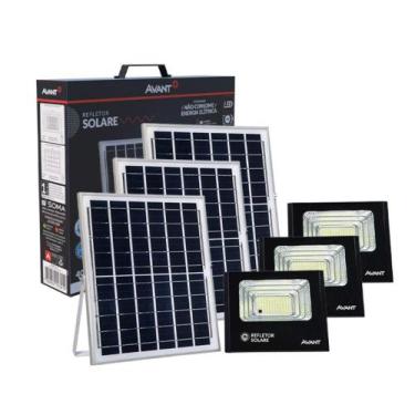 Imagem de Refletor Led Solar Avant 40W Preto 6500K Luz Branca 3 Uni.