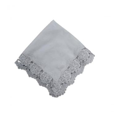 Imagem de Guardanapo Com Renda Em Flores Branco 45x45cm