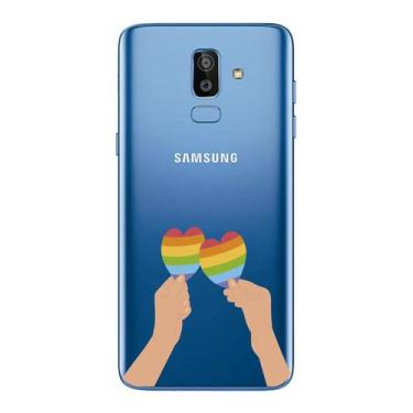 Imagem de Capa Case Capinha Samsung Galaxy  J8 Arco Iris Mãos Com Corações - Sho