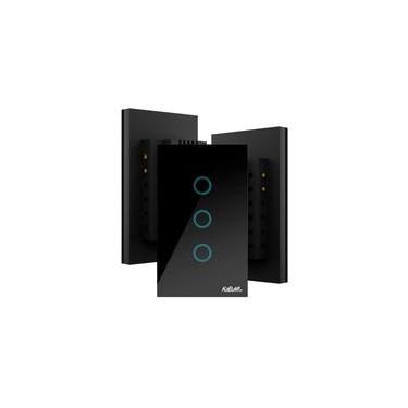 Imagem de Interruptor Paralelo Inteligente 3 Way KaBuM! Smart 500, Preto, Controle via Aplicativo, Três Botões, Caixa com 3 - KBSA013