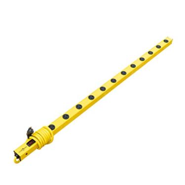 Imagem de Yellow jacket Tira de alimentação de metal 5154 de 1,2 m com protetor de sobretensão 510J e disjuntor reajustável, com 12 tomadas com cabo amarelo de 1,8 m