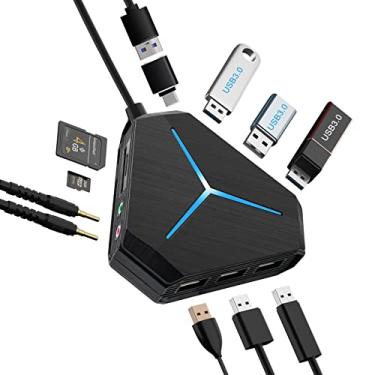Imagem de Daakro Hub USB de 10 portas 3.0/2.0, Hub USB C com cabo de 1 m de comprimento, leitor de cartão SD/TF, divisor USB para laptop, teclado, mouse, Mac, PC, iPad Pro, Surface Pro e dispositivos USB C