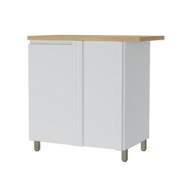 Imagem de Balcão de Canto 1 Porta Nesher Rainha em Mdf Branco Marrom