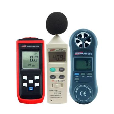 Imagem de Kit Decibelímetro Digital Acústico Calibrador Luxímetro Armazenamento 50 Leituras Anemômetro Portátil Estojo Instrutherm