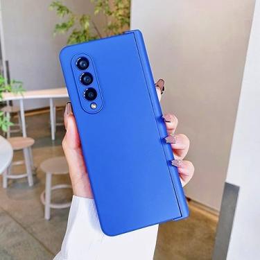 Imagem de Com conexão de dobradiça 3 em 1 capa de telefone combo para samsung galaxy z fold 4 3 5 cores capa dura, azul klein, para samsung z fold 3