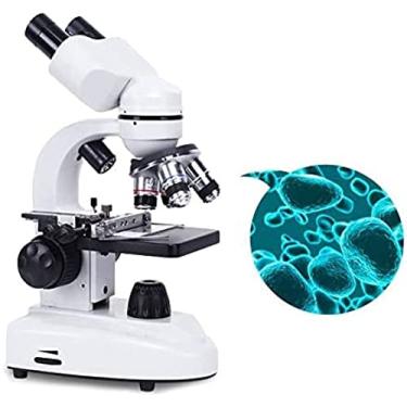 Imagem de Microscópio biológico, microscópio óptico binocular HD profissional para experimentos científicos de estudantes adultos, iluminação LED dupla, filtro de cinco cores, estágio mecânico, 20000X