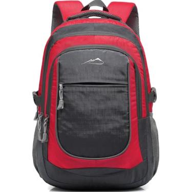 Imagem de Mochila para escola, faculdade, estudante, viagem, negócios, caminhada, adequada para notebook de até 15,6 polegadas, Laptop, Vermelho, Medium