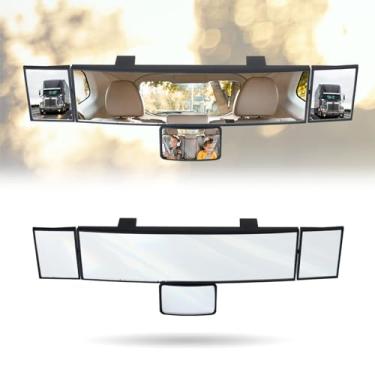 Imagem de LoyaGour Espelho retrovisor de 38 cm com espelho de bebê, extensor de espelhos retrovisores panorâmicos de carro, espelho retrovisor grande angular com clipe para caminhão e SUV (branco)