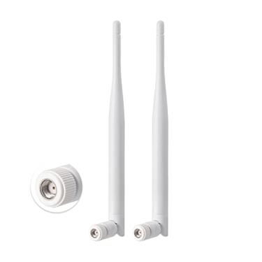 Imagem de Eightwood Antena WiFi 2,4GHz 5GHz 6dBi para câmera de segurança, gravador DVR, roteador WiFi, conector RP-SMA, branco, pacote com 2