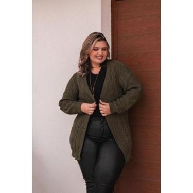 Imagem de Suéter Plus Size Manga Longa Tricot Premium Comprido Grande-Feminino