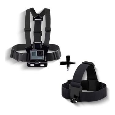 Imagem de Kit Suporte Cabeça E Peito Compativel Para Gopro Cameras Ação Peitoral