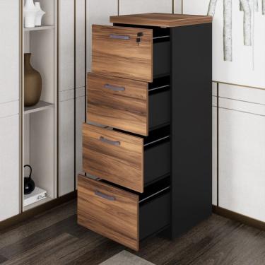 Imagem de Armário Arquivo 4 Gavetas Pasta Marrom/Preto