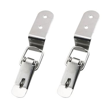 Imagem de TAODAN 2 peças de fecho de gancho curvado de aço inoxidável 58 mm 90 graus fivela de boca de pato trava de mola para portas deslizantes caixas de ferramentas equipamentos industriais caixas de madeira