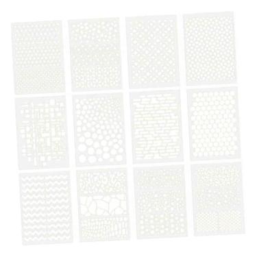 Imagem de Fancyes 12x estênceis de pintura, estênceis de móveis, modelos ocos, suprimentos de desenho, estêncil de pintura de parede diy para planejador de fabricação