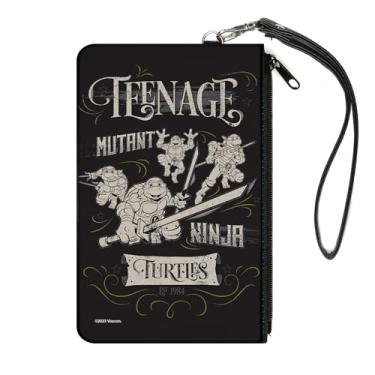 Imagem de Nickelodeon Carteira com zíper, Tartarugas Ninja, 1984, poses de ação preto e branco, lona, Preto, LARGE, Casual