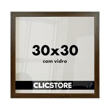 Imagem de Kit 10 Molduras 30x30Cm Com Vidro e Fundo Para Foto Quadrado Quadro Decoração Enfeite (Tabaco)